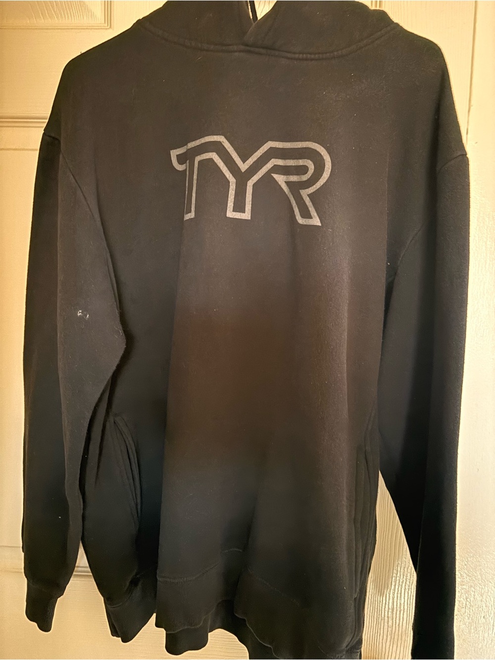 TYR Black Hooded Sweatshirt with Grey Reflective Logo